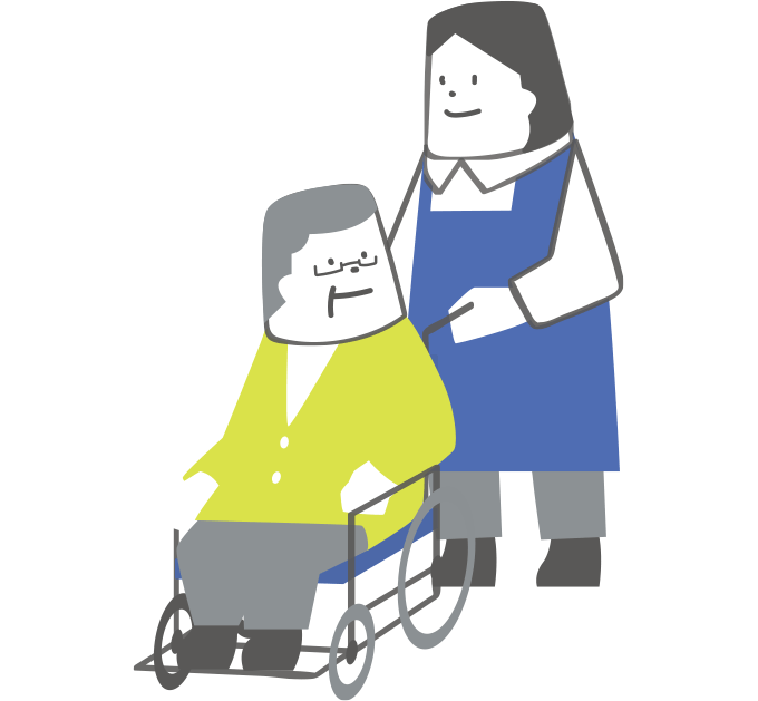 歩行、車いす介助 イラスト